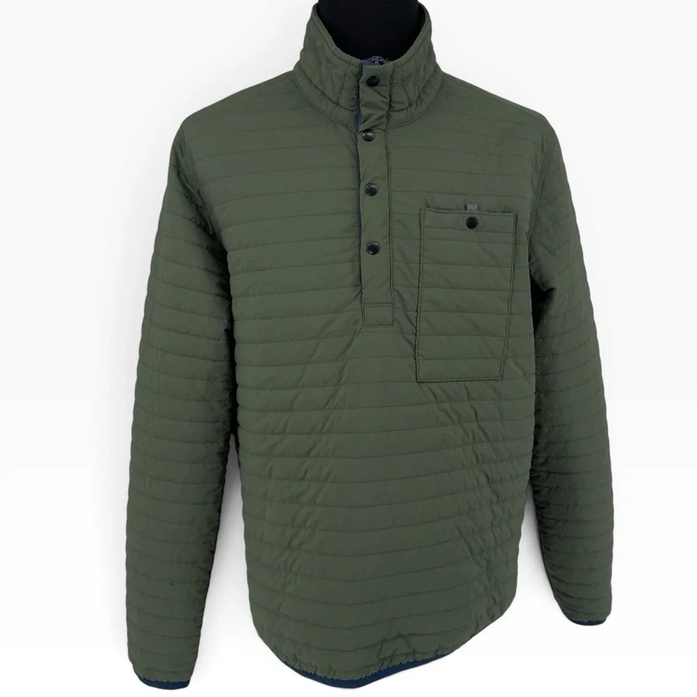Relwen Windzip Snap Cinch Medium Olive Green Quilted Pullover Jacket Layer Mens